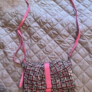 Vera Bradley Pink and Black Floral Crossbody Bag